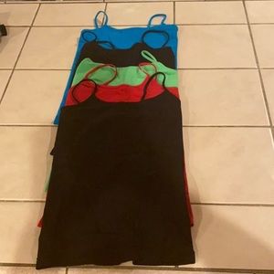 Bundle of 5 camisoles. So soft! 
2 black / 1 red / 1 green / 1 Blue